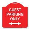 Signmission Guest Parking W/ Bidirectional Arrow, Red & White Aluminum Sign, 18" x 18", RW-1818-23930 A-DES-RW-1818-23930